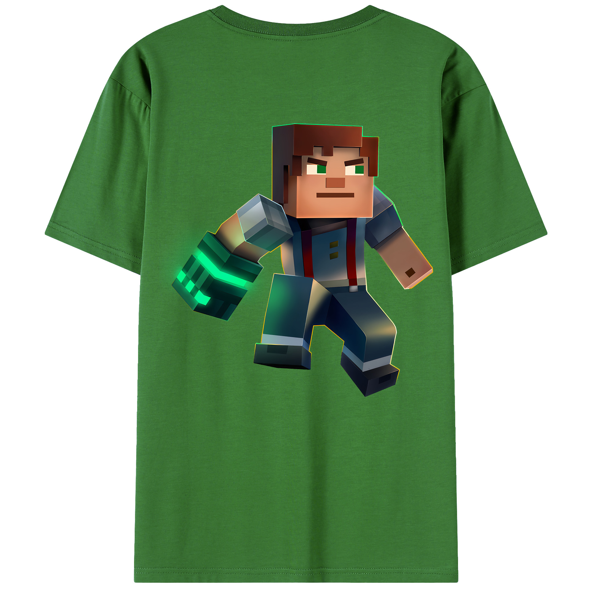 （画像用） マインクラフト ブロックの世界 Minecraft MC Block world レディース半袖Tシャツ(バックプリント)